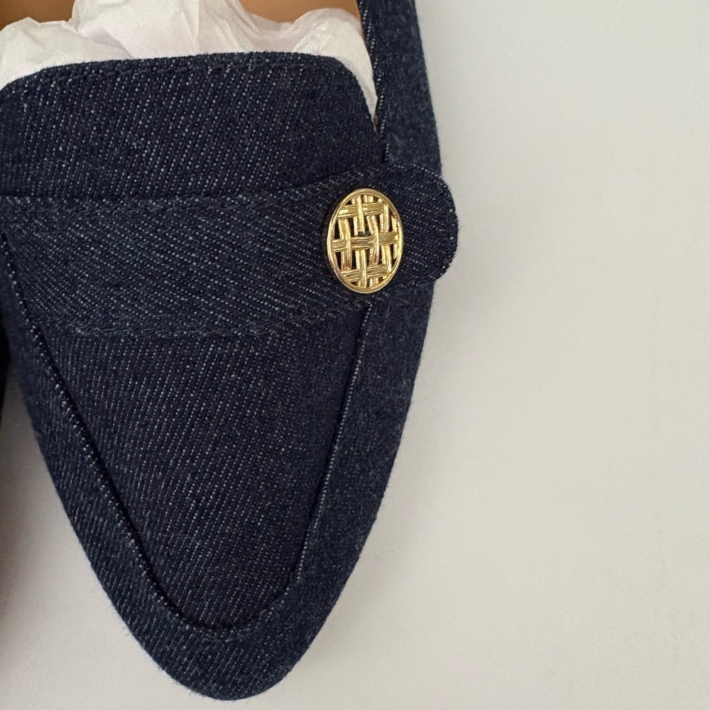 Talbots denim gold medallion flats new size 9.5 medium width rubber sole - Picture 5 of 9